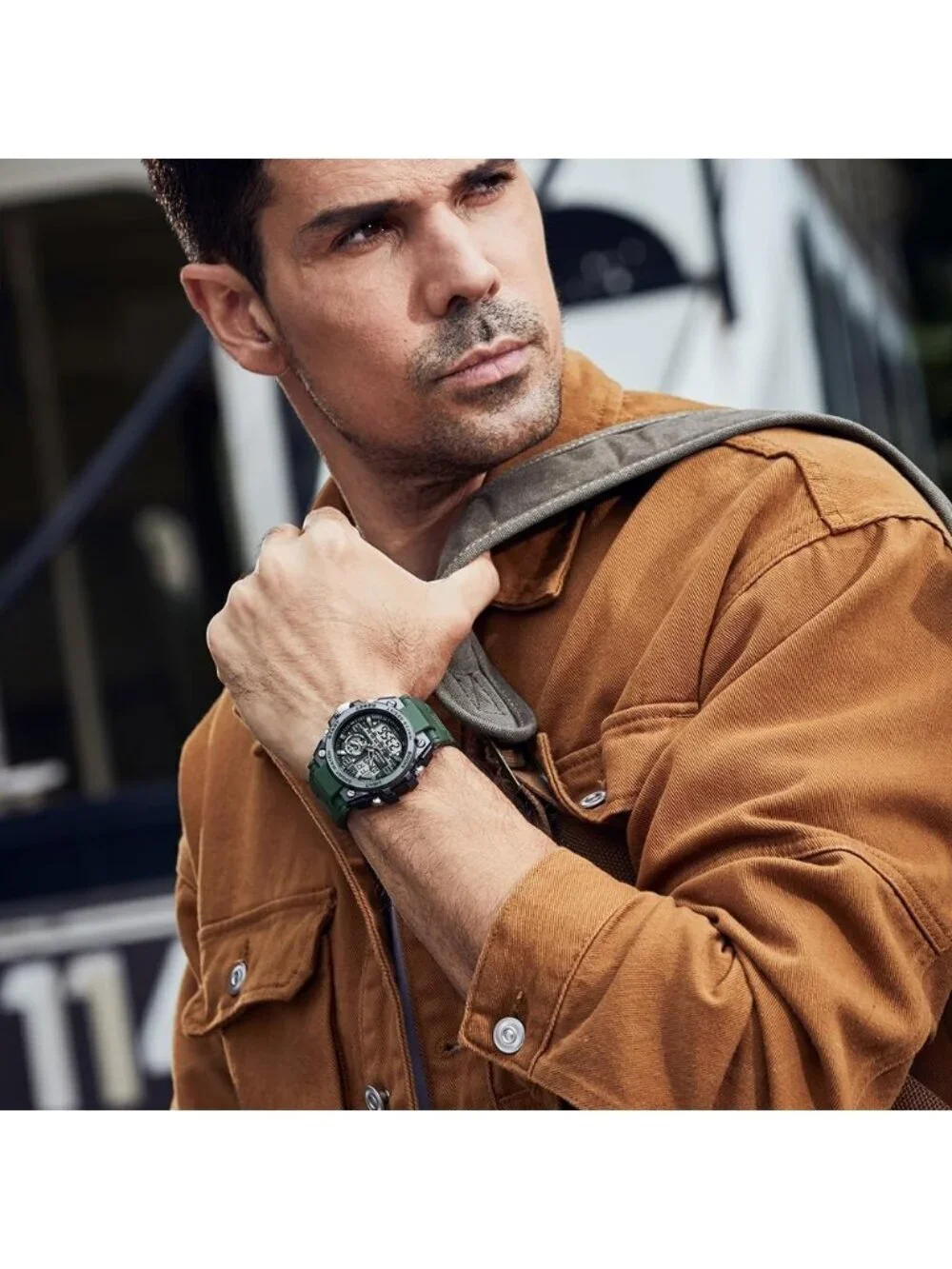 Mens Black Army Green Analog Quartz Sports Waterproof Military LED Digital Watch_4